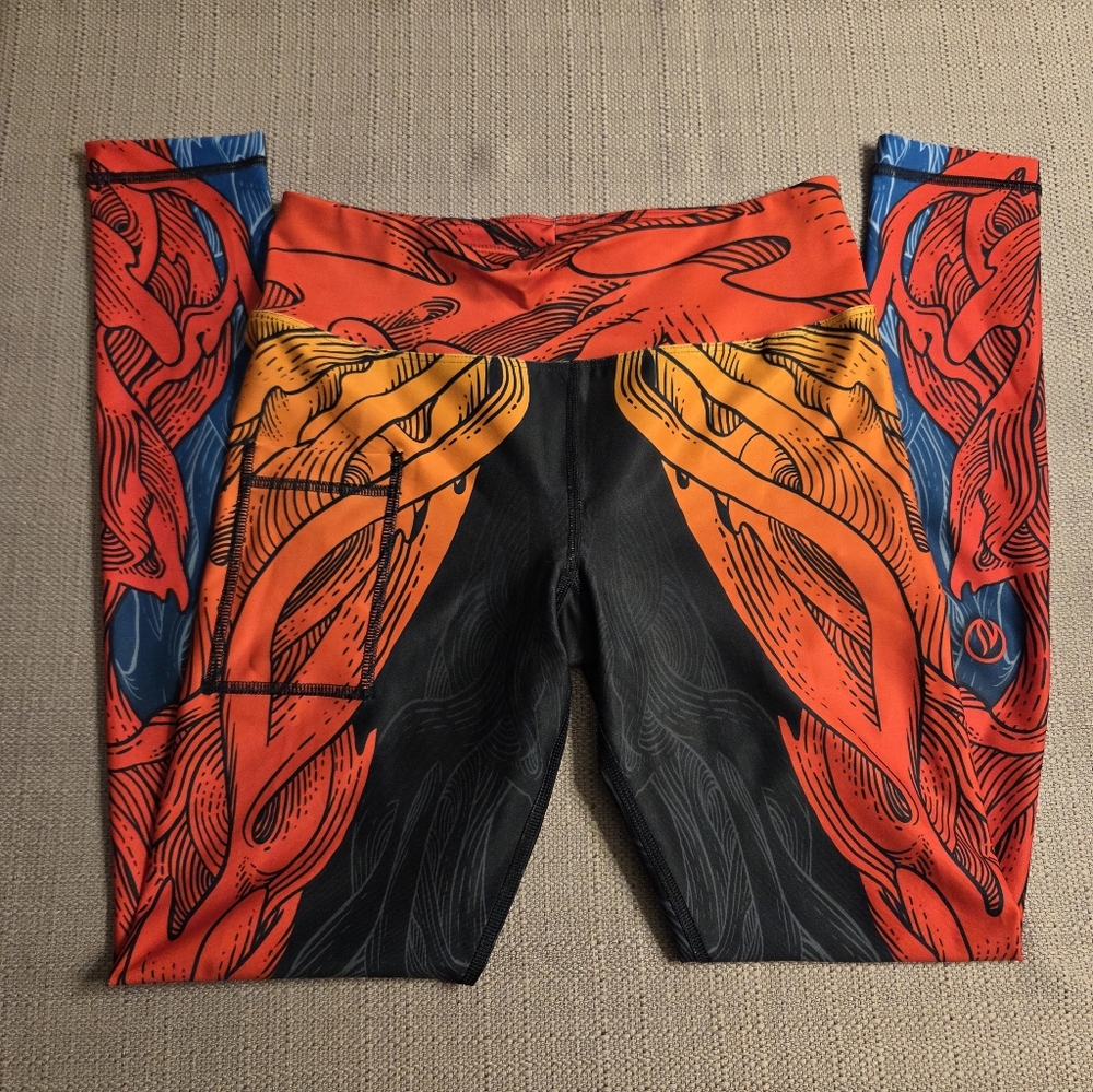INKnBURN Run or Die Fire Running Legging Pants sz 6
